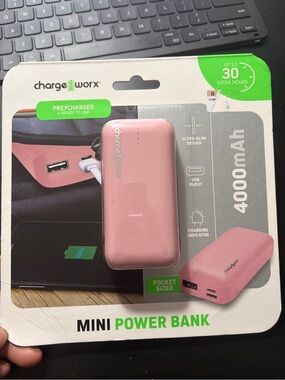 Chargeworx Pink 4000mAh Mini Power Bank - Portable Charger